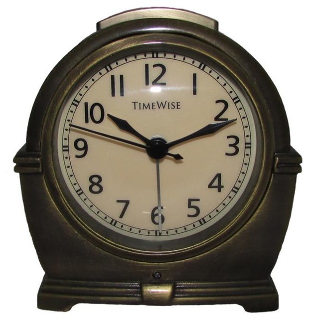 Alarm Clock, Antero Metal Alarm Clock Antique Brass