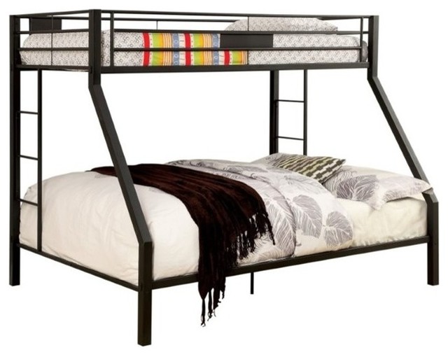 Bowery Hill Twin Over Queen Metal Bunk Bed In Black