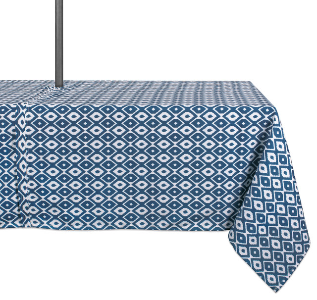 Dii Blue Ikat Outdoor Tablecloth With Zipper 60 X120