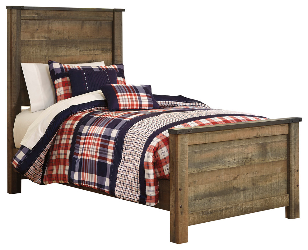 Trinell Twin Panel Bed in Warm Rustic Oak B446-TWIN