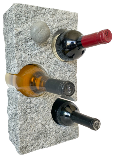 3 Bottle Granite Wine Rack with Wine Stopper