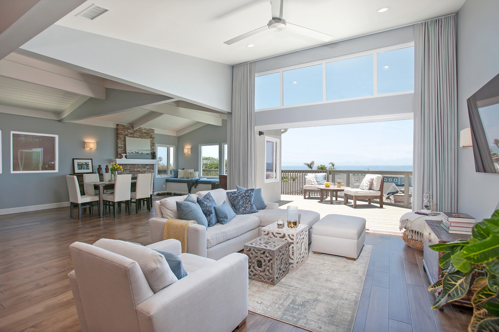 Inspiration for a transitional family room in San Diego.