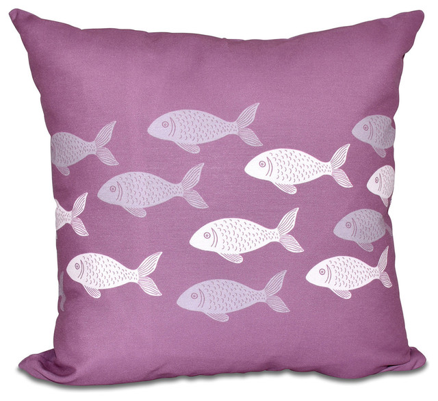Fish Line, Animal Print Outdoor Pillow - Beach Style - Outdoor Cushions And Pillows - by E by Design
