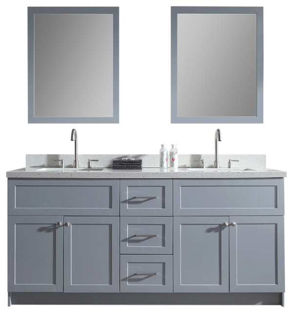 Ariel Hamlet 73 Double Sink Vanity Set White Quartz Countertop Ariel Hamlet 73 Double Sink Vanity Set White Quartz Countertop