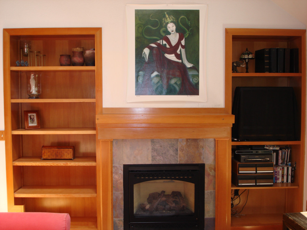 Custom Wood Shelving, Mantle, and Smallest Room Addition