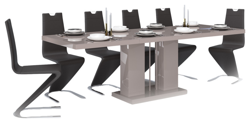 NOSA Dining Set, Cappuccino Table Black Chairs