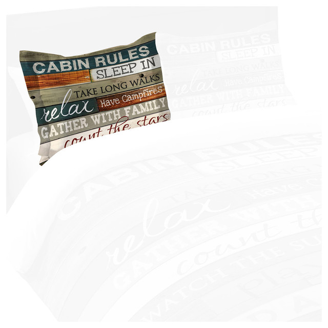 Laural Home Cabin Rules Standard Pillow Sham Pillowcases And