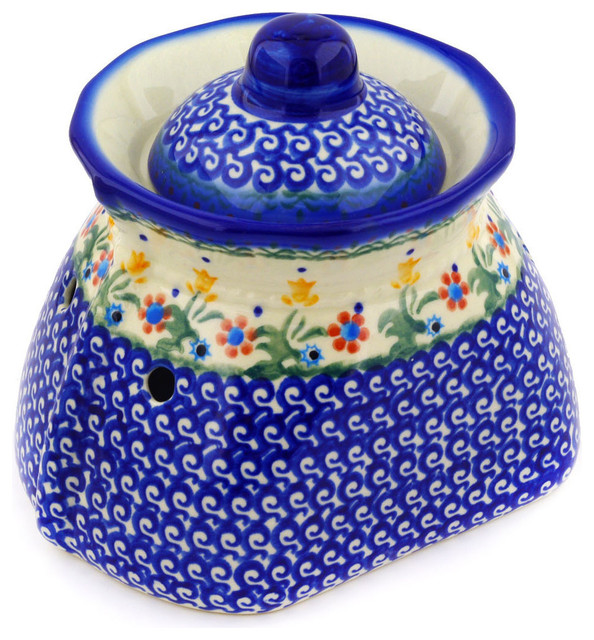 Polmedia Polish Pottery 7" Stoneware Garlic Jar Mediterranean