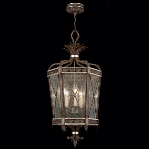 Villa Vista Five-Light Lantern in Hand Painted Driftwood Finish On Metal with Si