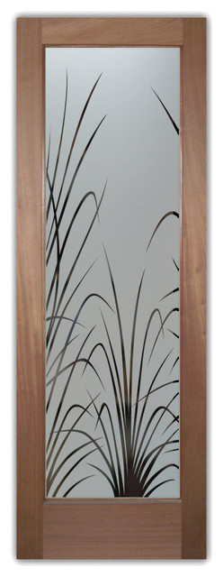 Pantry Door with Glass Wispy reeds