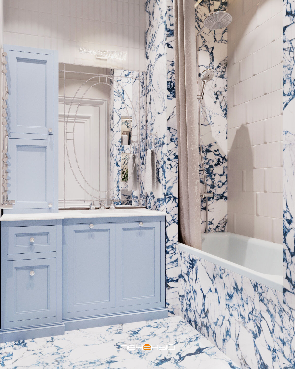 2025 Дизайн 3-комнатной квартиры 90 м² в классическом стиле, Москва, ЖК Остров