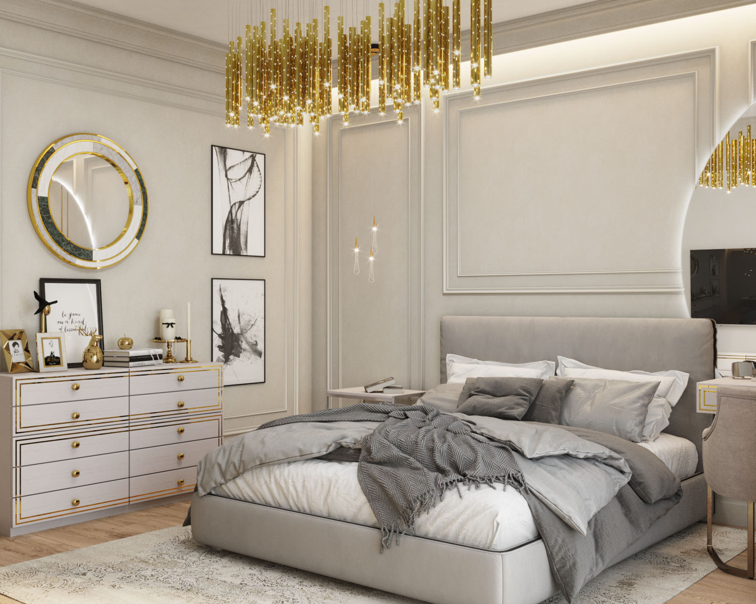 Уютная стильная спальня в загородном доме