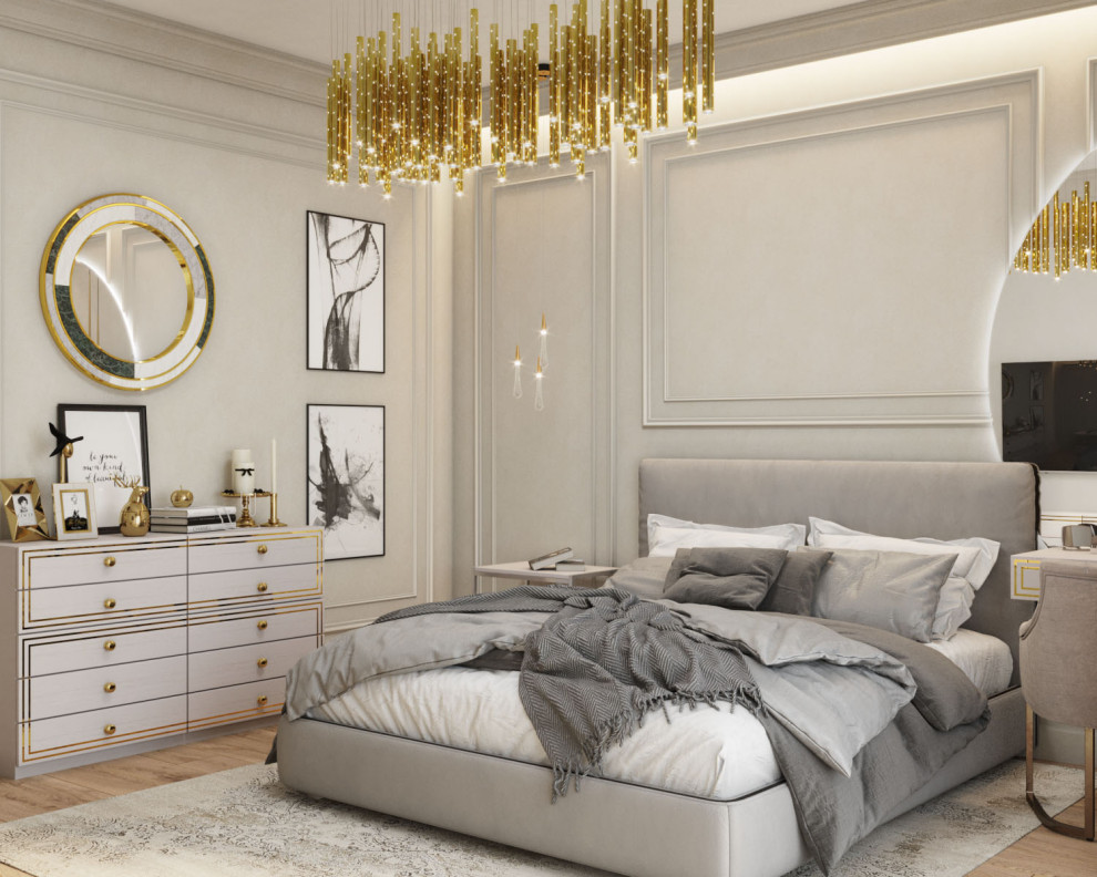 Уютная стильная спальня в загородном доме