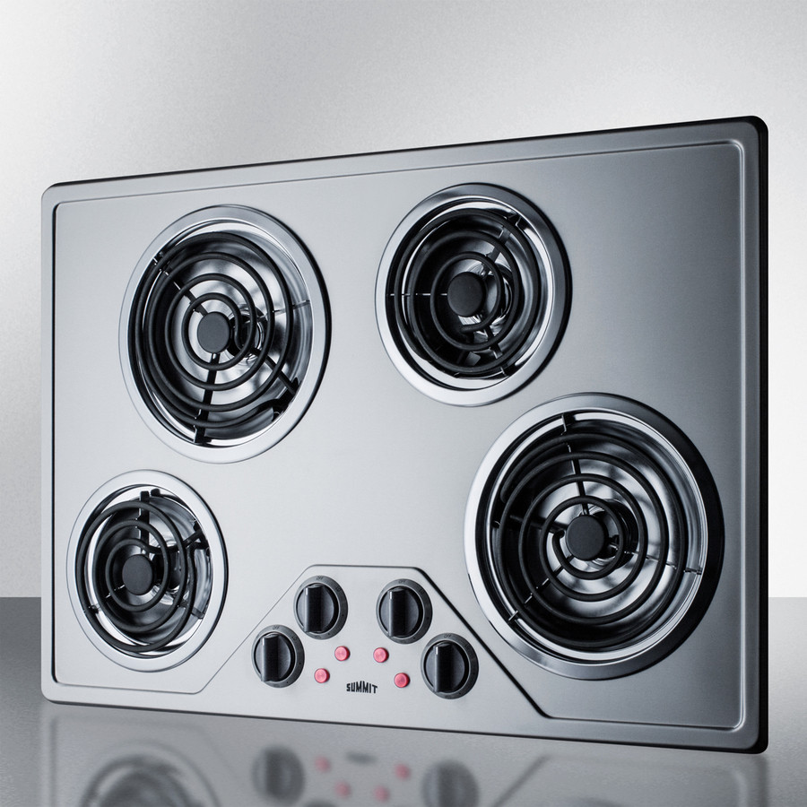 Summit 30 Inch Electric Coil Style Cooktop in Stainless Steel