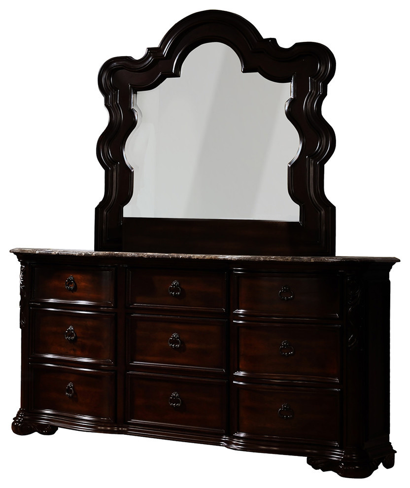 Howell Walnut Bedroom Dresser And Mirror Traditional Dressers