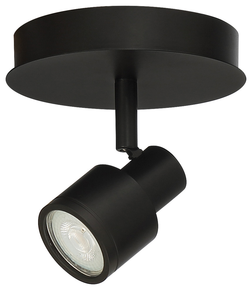 Lincoln 1 Light Adjustable LED Flush Mount, Matte Black