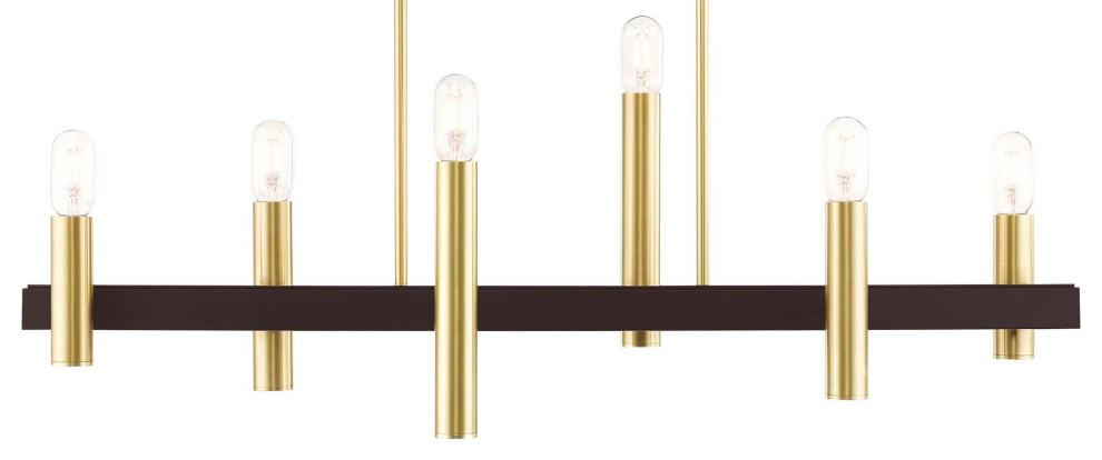 Livex Lighting 46866 Helsinki 6 Light 8"W Linear Chandelier - Satin Brass with