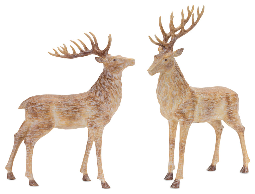 Deer Figurine, 2Piece Set Rustic Holiday Accents And Figurines