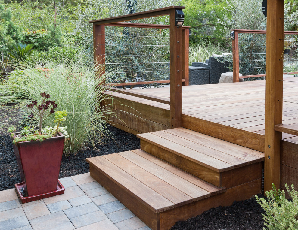Design ideas for a mid-sized contemporary backyard deck in San Francisco with no cover.