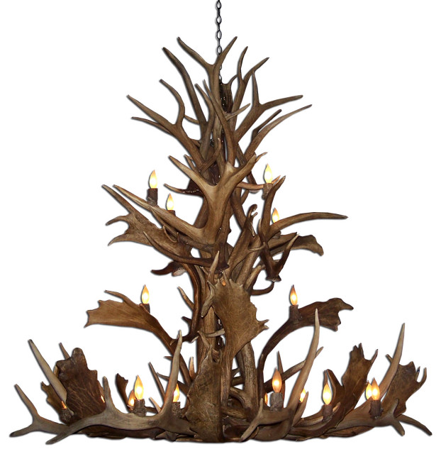 Reproduction Antler Elk / Fallow Grand Chandelier, Large Rustic