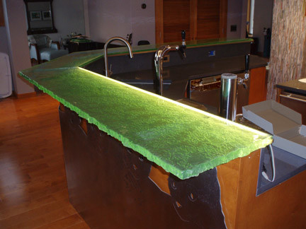 Led Lit Glass Countertops Transitional Kitchen New York By