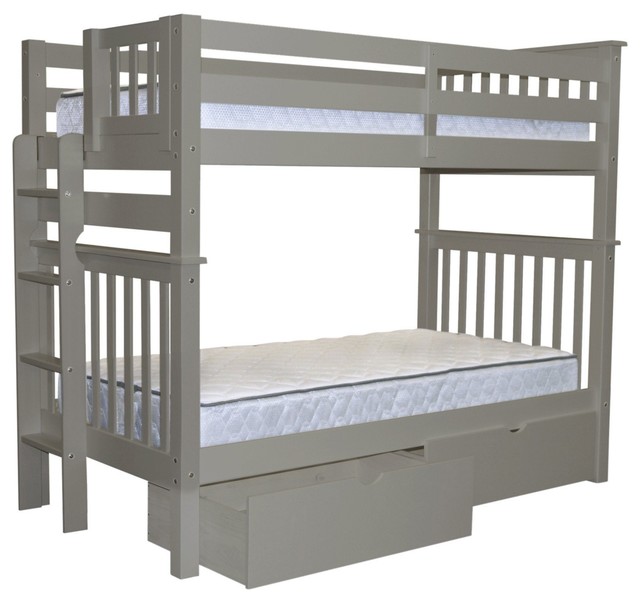 Bedz King Bunk Beds Tall Twin Over End Ladder And 2 Bed Bedz King Bunk Beds Tall Twin Over End Ladder And 2 Bed Drawers Gray Transitional By Quality