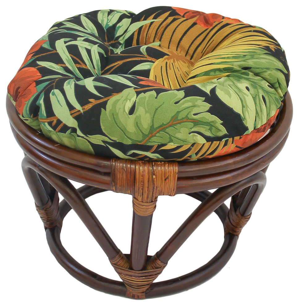 18" Round Spun Polyester Tufted Footstool Cushion Contemporary