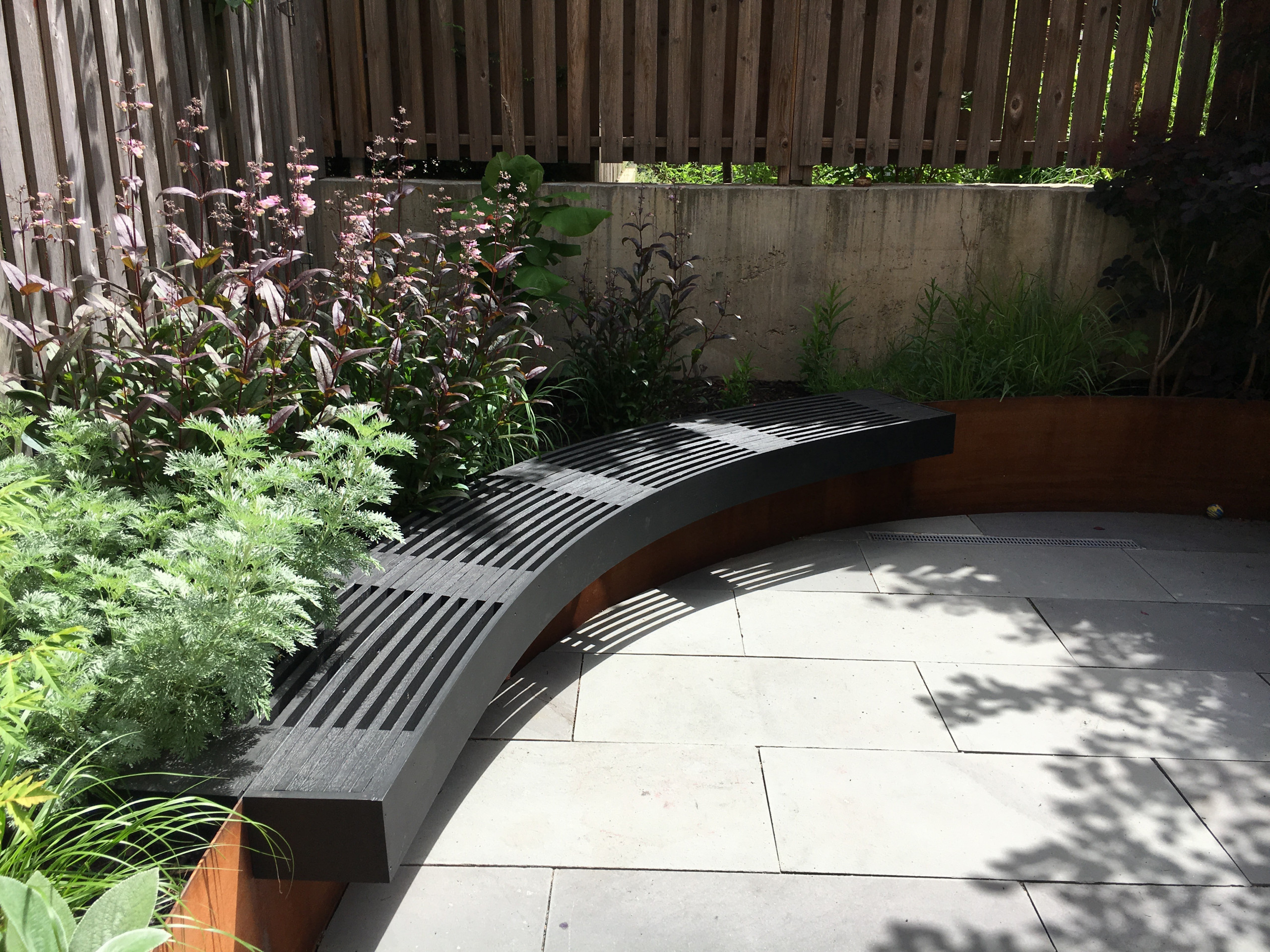 Modern Garden with Curved Corten Border