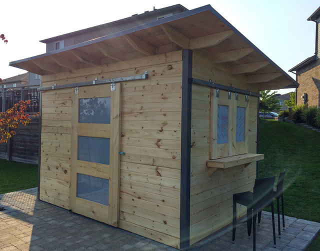 Modern Bar Shed With Sliding Barn Door An Siding Windows