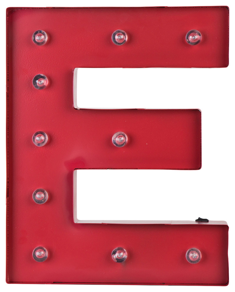 Vintage Marquee Led Lighted Letter E Sign Red Rustic Vintage Marquee Led Lighted Letter E
