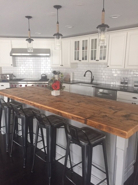 See How Reclaimed Wood Beams Become A Stunning Kitchen Countertop