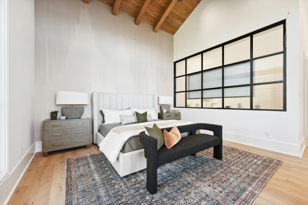 Example of a transitional bedroom design in Charleston