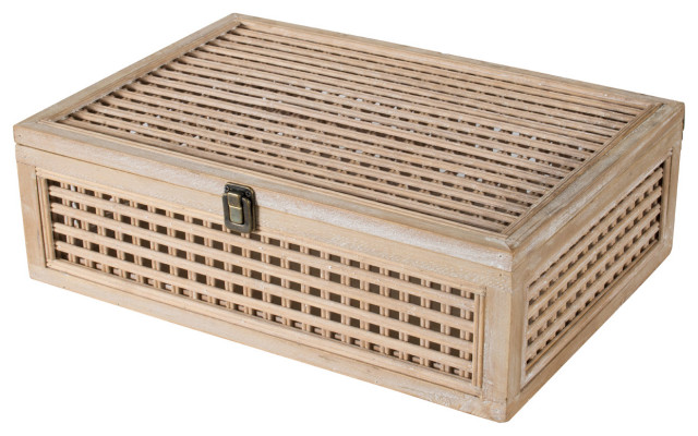 Woven Wood Decorative Box, Natural