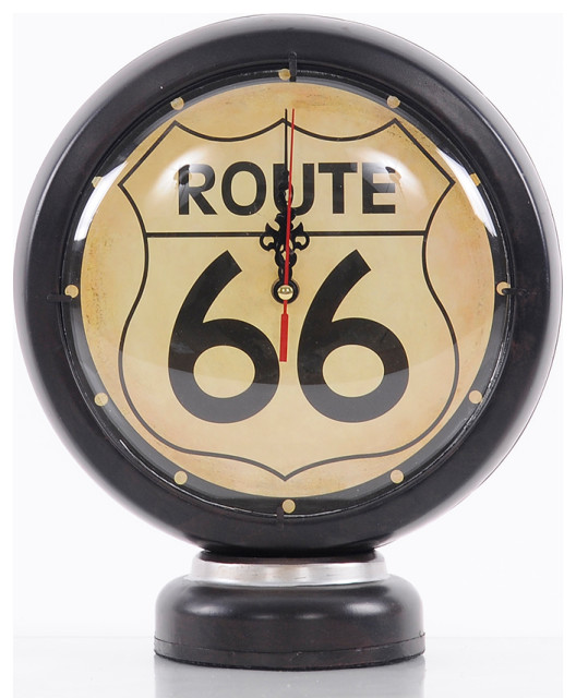 Black Gasoline 66 Gas Pump Clock - Transitional - Desk And Mantel