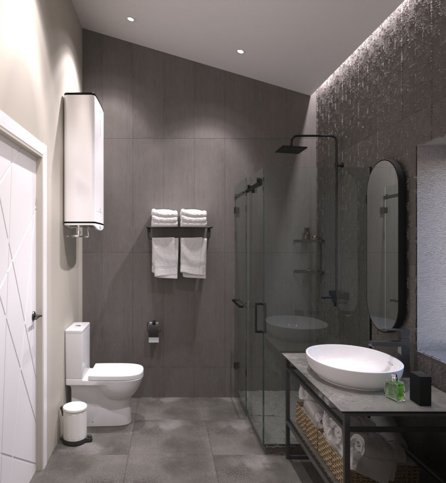 Визуализация санузла для проекта гостевого дома барнхауз