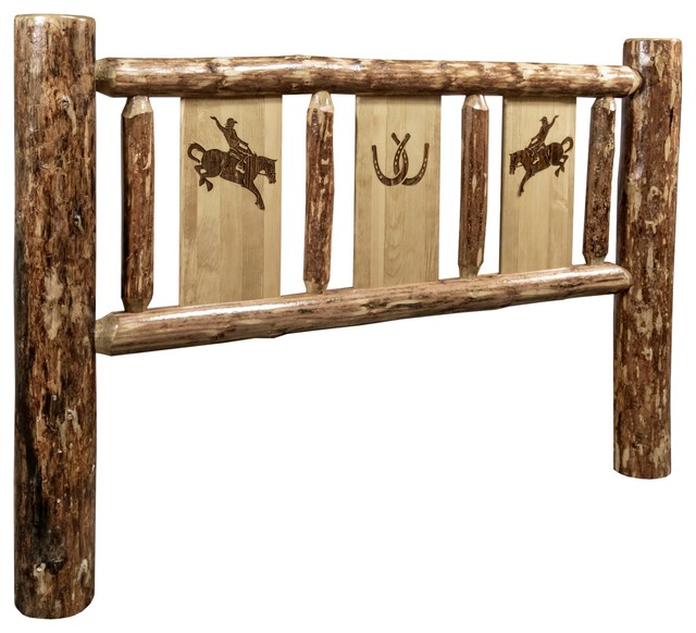 Montana Glacier Country Queen Headboard In Stained And Lacquered MWGCQHBLZBRONC