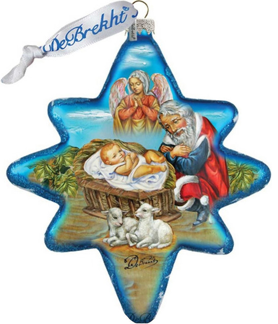 Hand Painted Snowman Play North Star Glass Scenic Ornament Traditional Christmas Ornaments By G Debrekht