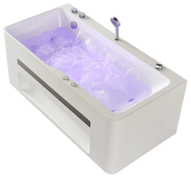 67" Modern Acrylic Rectangular Whirlpool Water Massage Bathtub