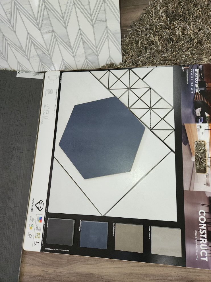 Example of a transitional porcelain tile bathroom design in Austin