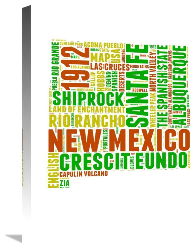 "New Mexico Word Cloud Map" Fine Art Print, 18" x 24" Modern Prints
