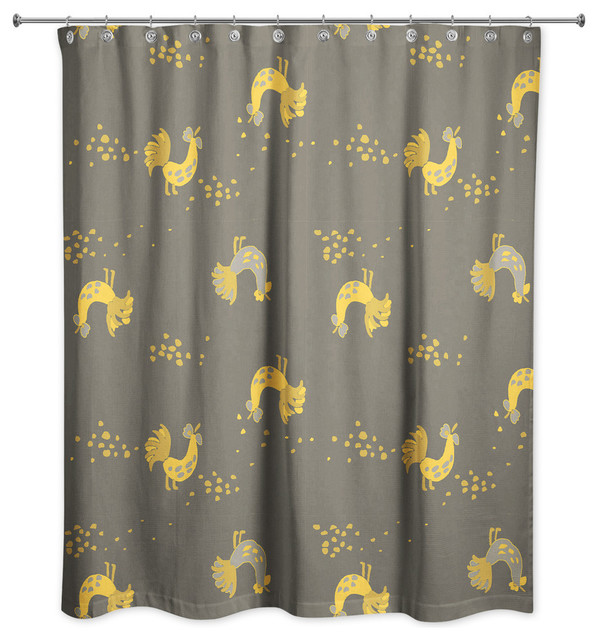 Rooster Pattern In Yellow Shower Curtain Farmhouse Rooster Pattern In Yellow Shower Curtain Farmhouse Curtains By Designs Direct
