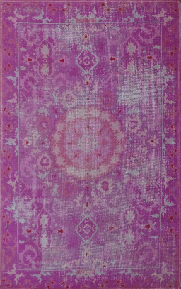 Organdie Pink Area Rug 93"x116" Transitional Rugs by Kolibri
