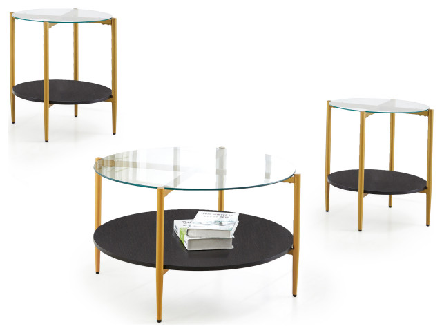 Steve Silver Rachel Occasional 3 Pack Set In Gold And Dark Brown Rc3000 Contemporary Coffee Table Sets By Gwg Outlet Houzz