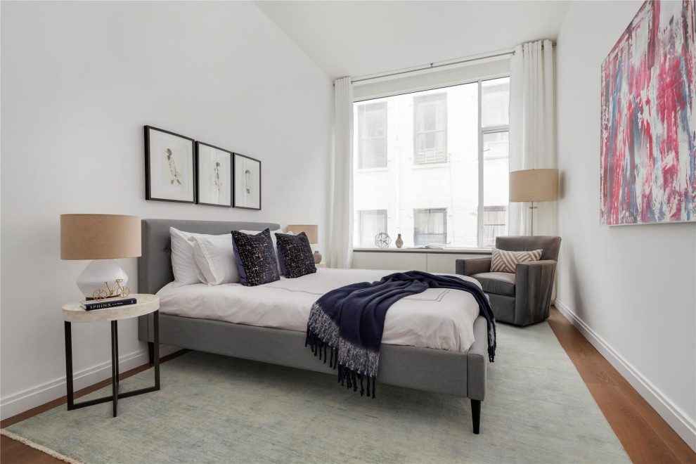 Inspiration for a contemporary bedroom remodel in New York