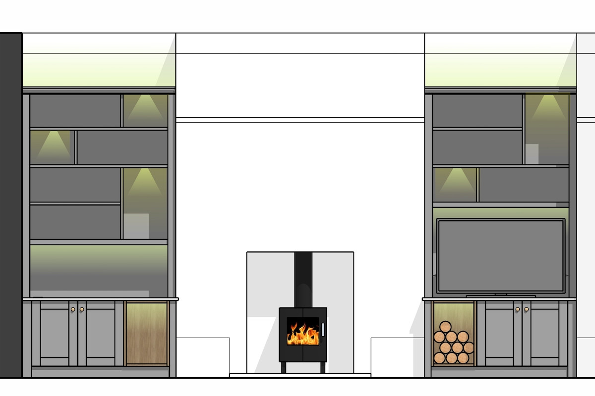 Concept Drawings for Grey Alcove Units With Lighting
