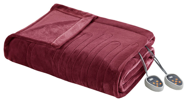 Beautyrest Heated Plush Blanket, Red