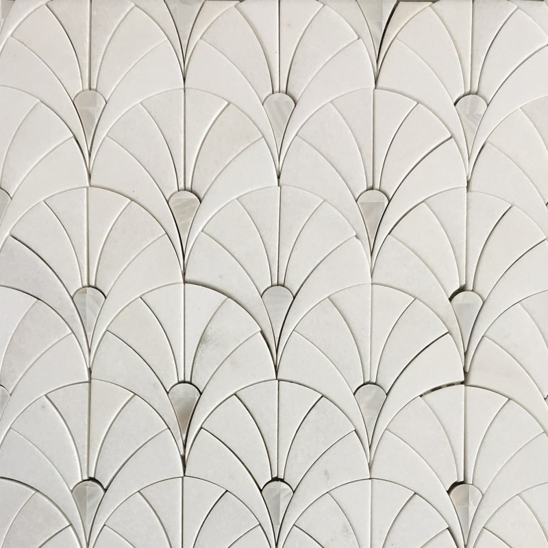 Fan II Waterjet Mosaic Contemporary Mosaic Tile by All Marble