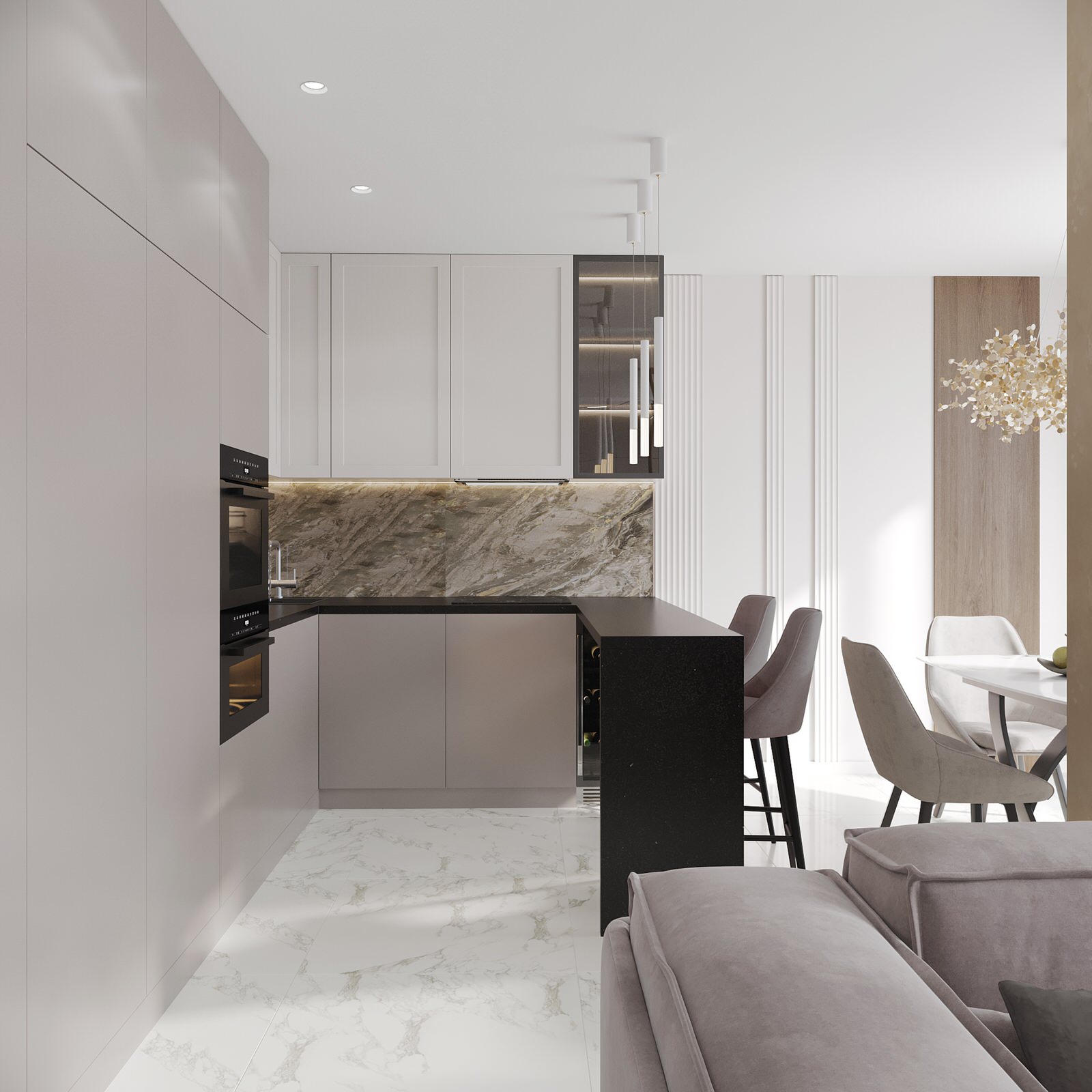 Проект гостиной в ЖК "Фили Сити"