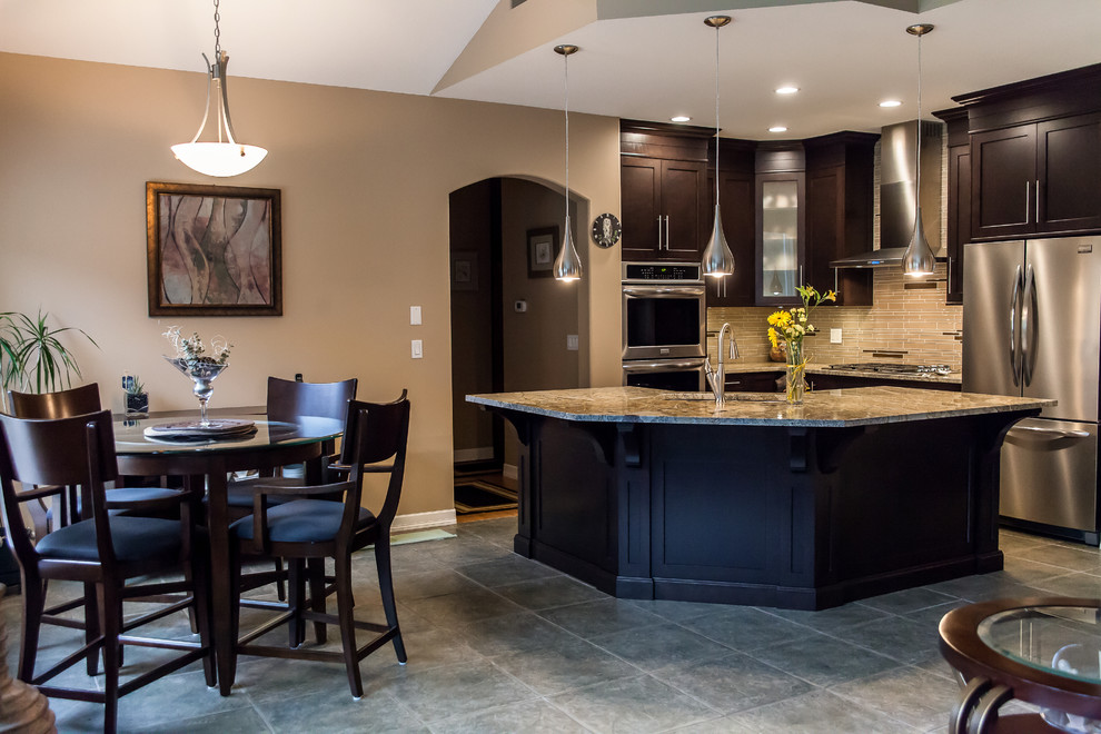 Example of a transitional kitchen design in Vancouver