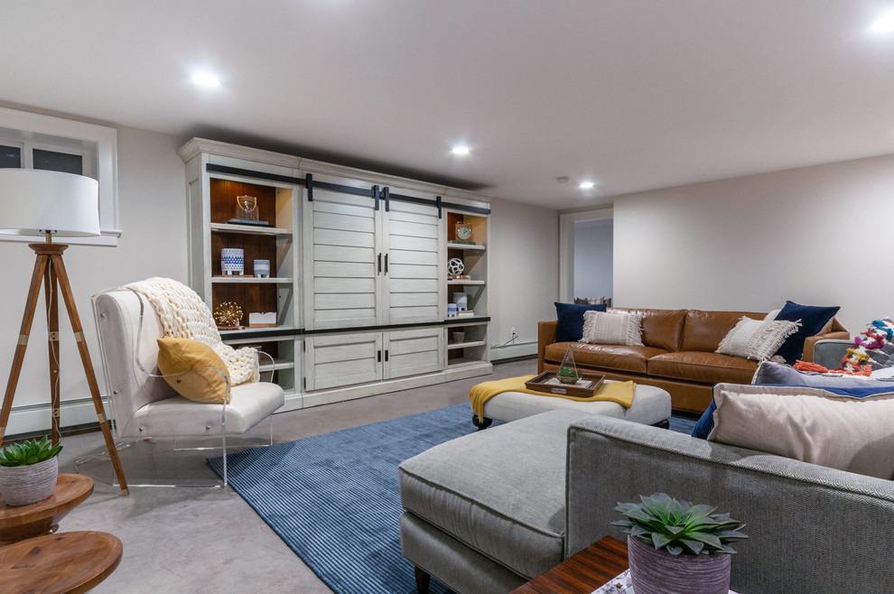 Design ideas for a transitional basement in New York.
